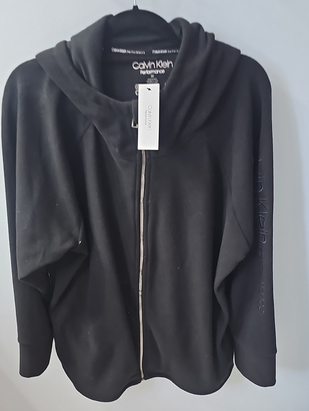 3X Calvin Klein Black Full-Zip Performance Hoodie Jacket